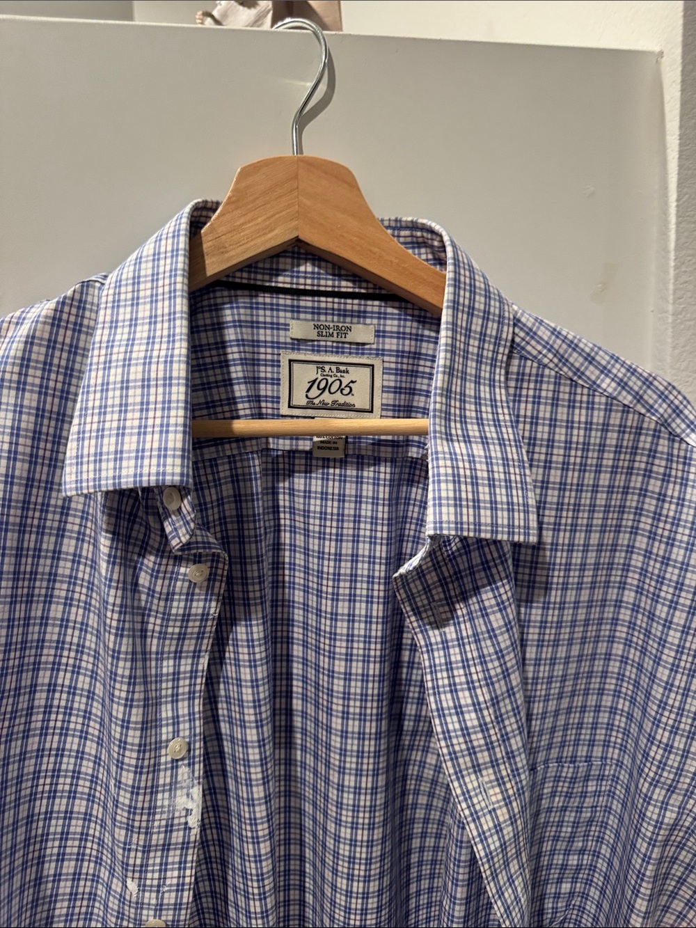 Jos. A. Bank Blue and White Check Dress Shirt